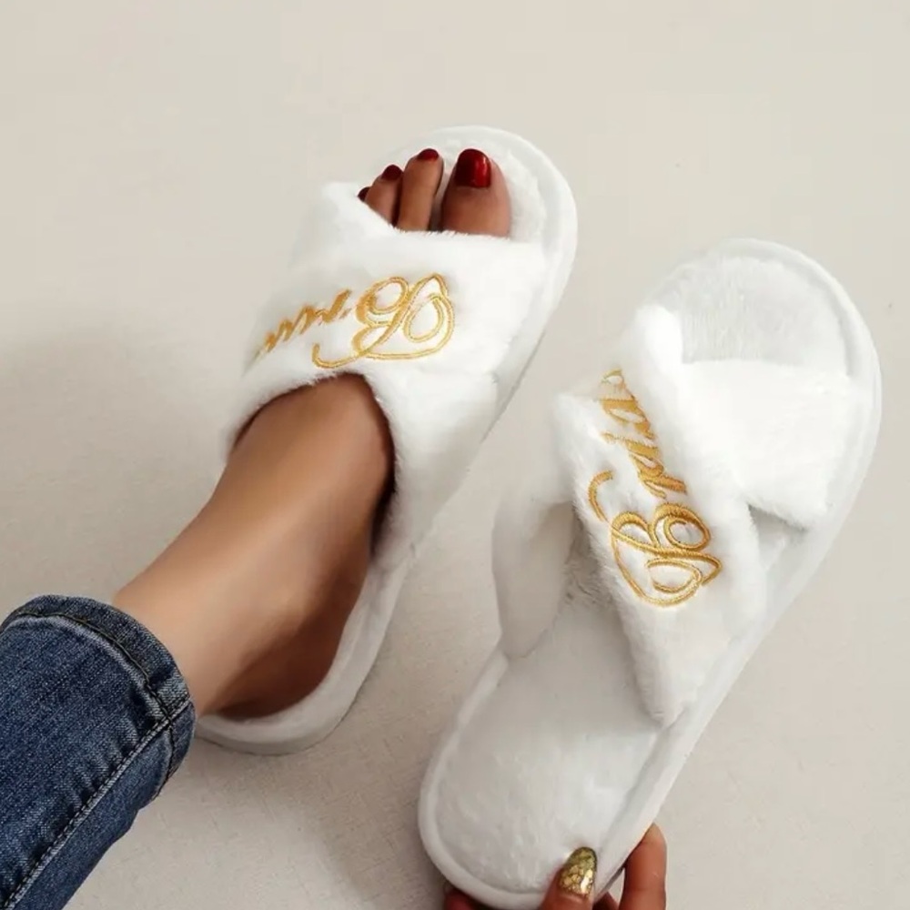 Temu Plush Bride Slippers